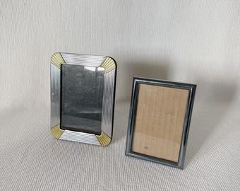 Vintage Silver with Gold Photo Frames, Art Deco Old Money Style Photo Picture Frame, Minimal Elegant Frames, Midcentury Picture Frame