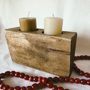 Vintage Sugar Mold 2 Hole , Rustic Candle Holder, Wooden Candle Holder, Dining Table Decor, Kitchen Decor, Farmhouse Decor, Natural Wood