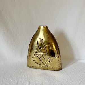 Vintage Large Brass Floral Vase, Patina Brass, Vintage Home Decoration, Flowers Vase, Gold Shelve Decoration, Gold Brass, Unique Rare Vase