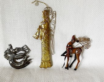Ancienne corne de Noël en laiton, décoration de porte de