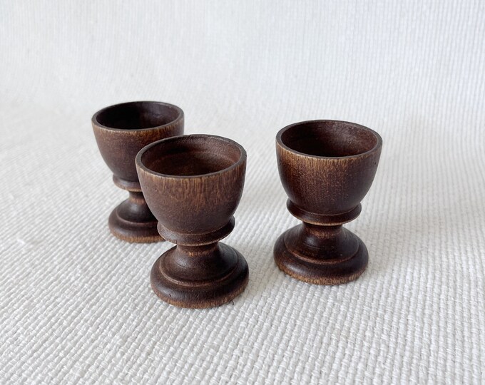 Vintage Super Cute Wooden Egg Cups, Primitive Egg Holders, Set of 3 ...