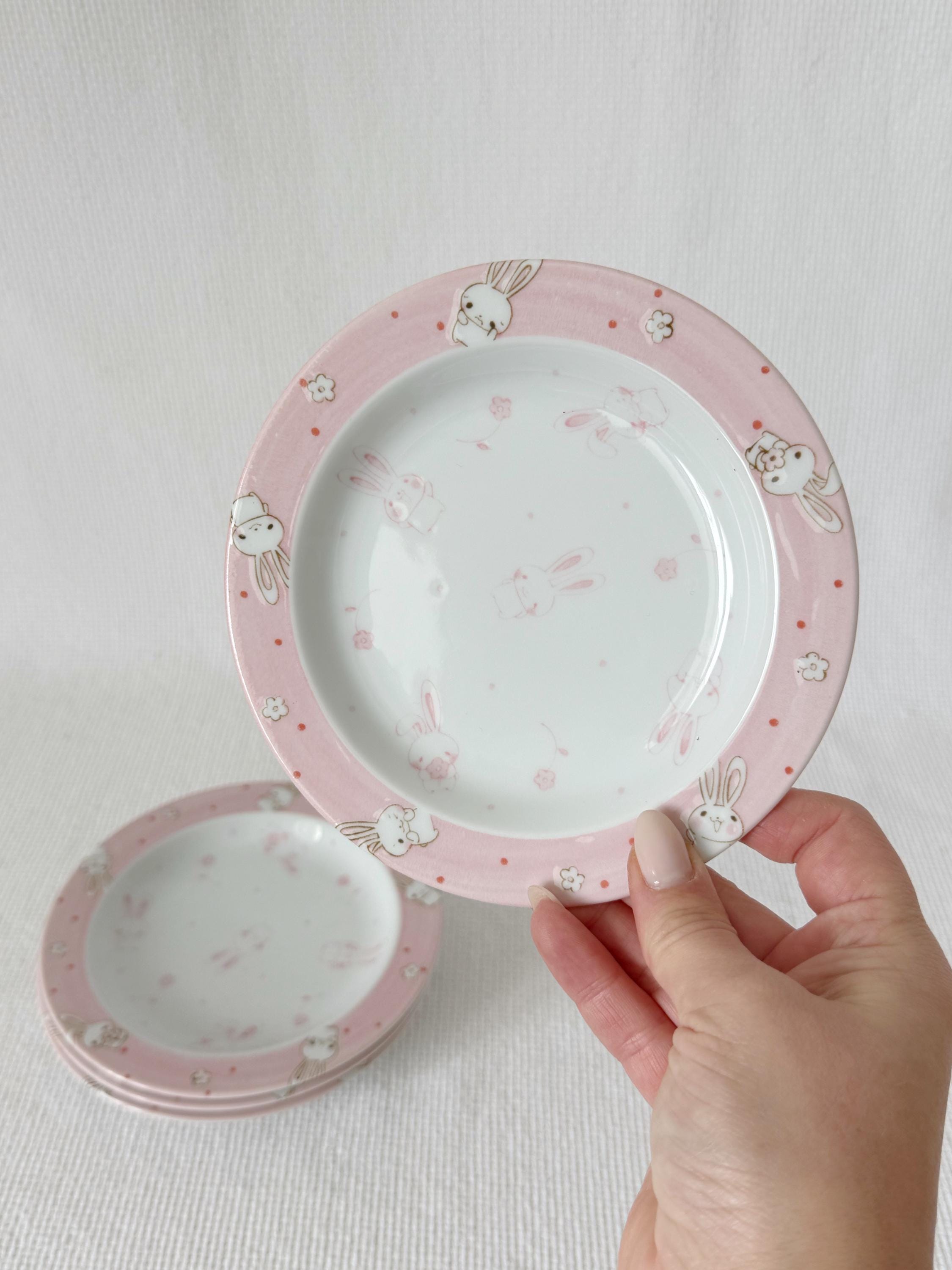  ピンクウサギプレート 陶器 Haruka Japan バニープレート ピンク ウサギの皿 かわいい 日本製 陶器