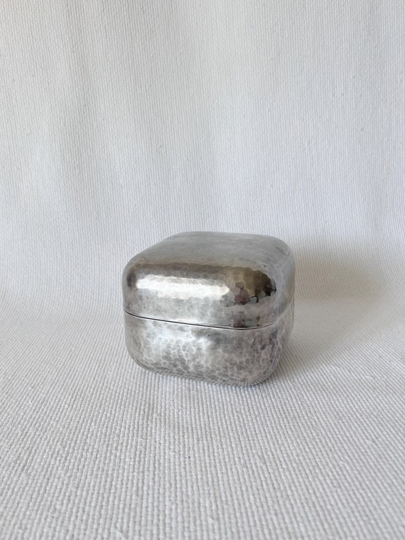 Vintage Silver Hand Made and Hammered Square Box, 