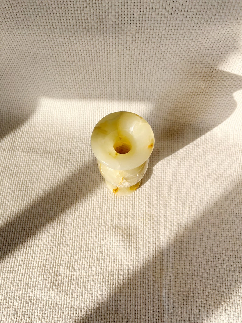 Vintage Onyx Stone Small Decorative Vase, Stone Bud Vase, Mineral Vase