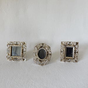 Vintage Metal Small Ornate Frames, Silver Heavy 3 Different Frames, Gallery Wall Decoration, Gift Idea, Silver Home Decor Family Picture Set