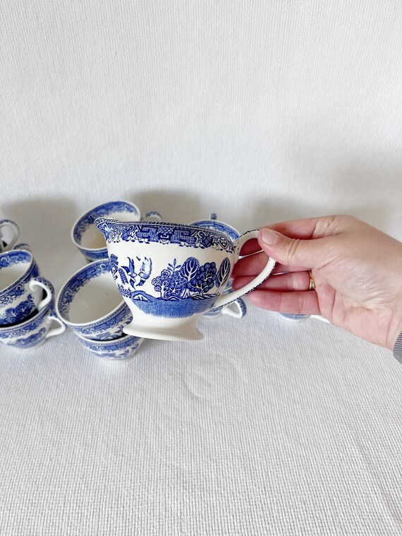 Vintage Made in England Blue and White Floral/birds Tea or Coffee