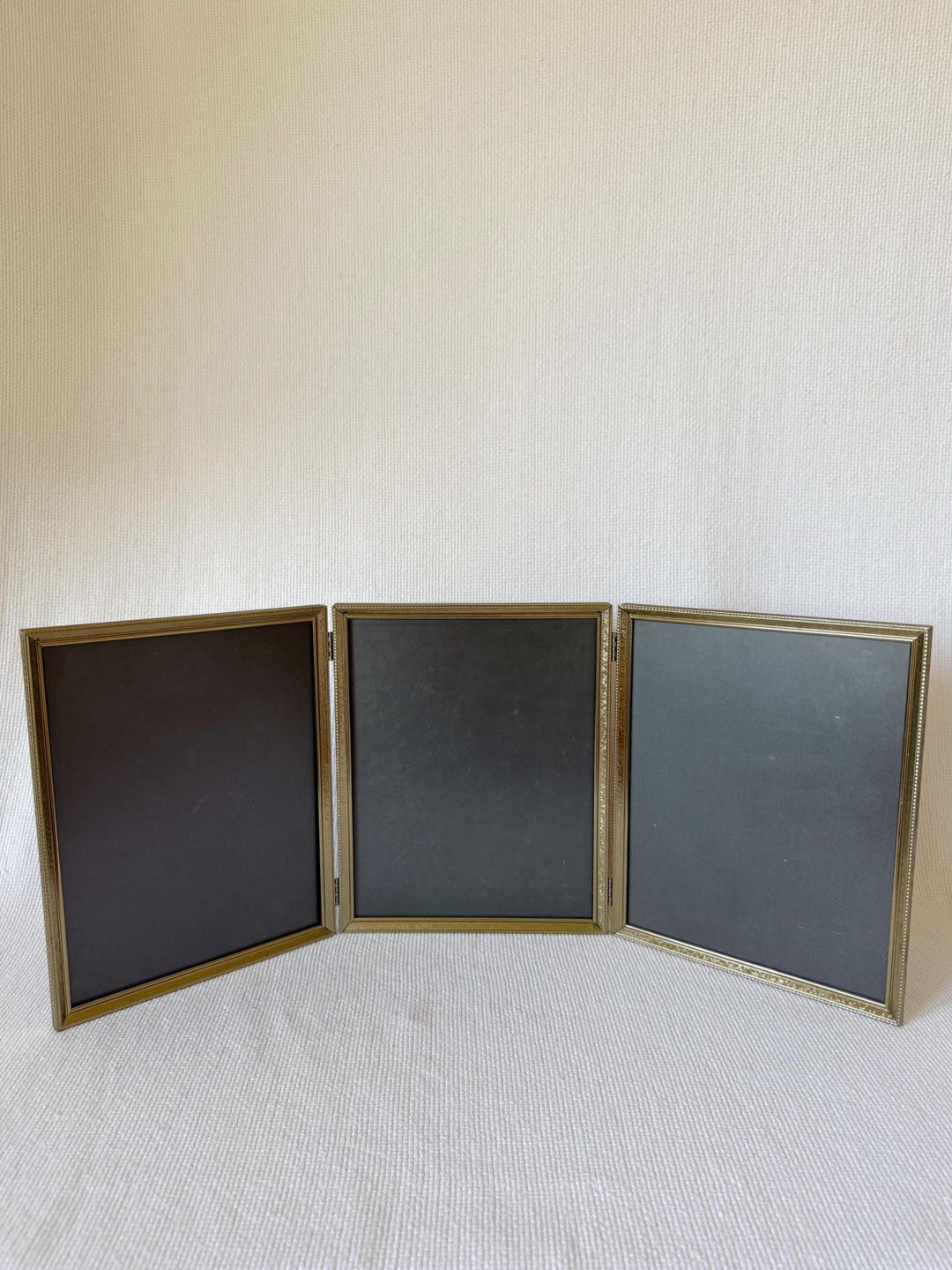 Vintage Art Deco Trifold Gold Metal Picture Frame – 3 Panel Folding ...