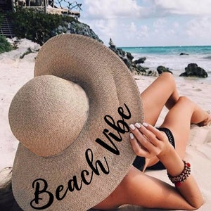 Bachelorette Party Hats Floppy Sun Hat Beach Bachelorette Party Gift Beach Sun Hats Bridal Shower Gift Personalized Honeymoon Sun Hat image 1