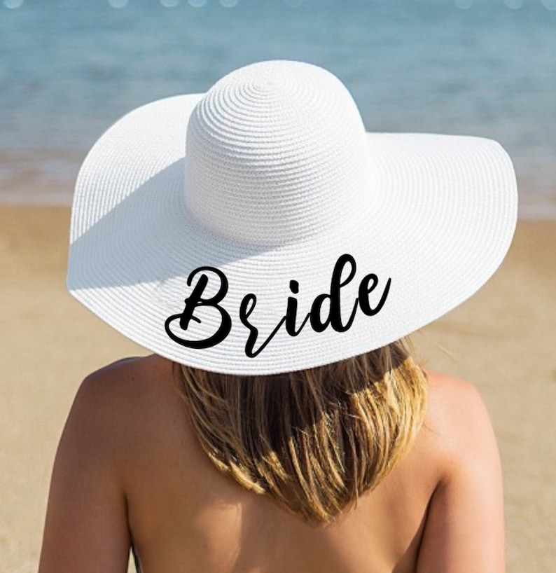 Bachelorette Party Hats Floppy Sun Hat Beach Bachelorette Party Gift Beach Sun Hats Bridal Shower Gift Personalized Honeymoon Sun Hat image 4