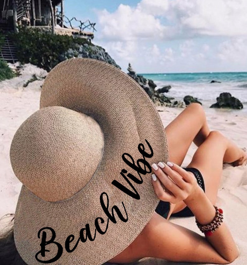 Bachelorette Party Hats Floppy Sun Hat Beach Bachelorette Party Gift Beach Sun Hats Bridal Shower Gift Personalized Honeymoon Sun Hat image 1