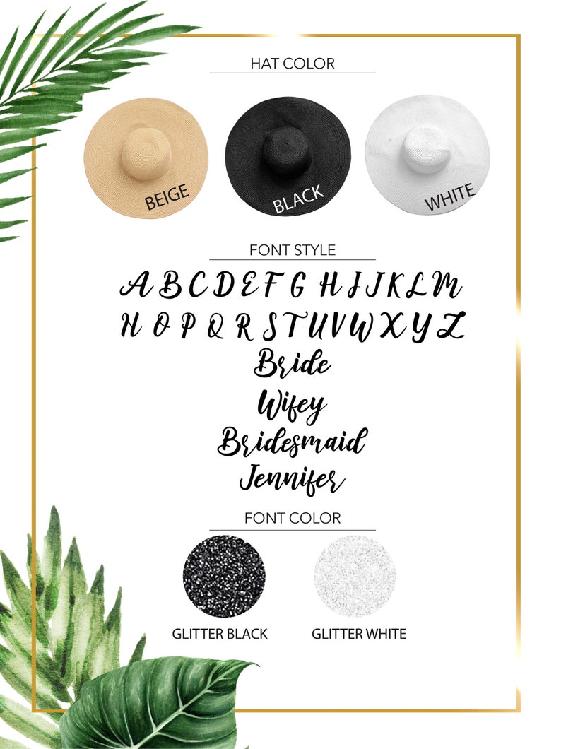 Bachelorette Party Hats Floppy Sun Hat Beach Bachelorette Party Gift Beach Sun Hats Bridal Shower Gift Personalized Honeymoon Sun Hat image 10
