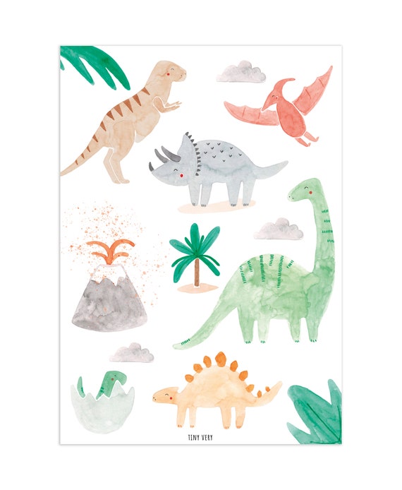 Poster Di Dinosauro In Bianco E Nero Confezionamento. Fogli Di Dinosauri  Per Bambini. Senza Cornice A3