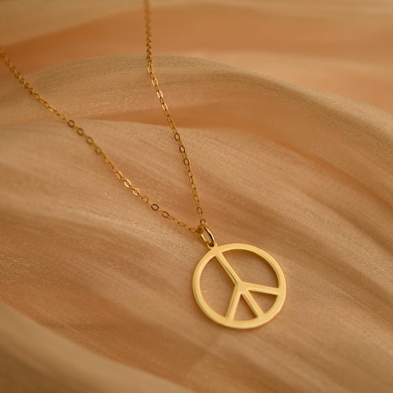 Peace Sign Necklace, Peace Symbol Pendant, 60s Hippie Boho Jewelry, Unisex Gift for Her/Him, Festival • Birthday • Christmas, GS0238