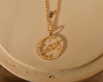 Gold Kompass Halskette, Reise Halskette, Kompass Schmuck, Zierliche Halskette, Graduierung Geschenke, Hochzeitsgeschenke, Geschenke für Reisende, GS0060