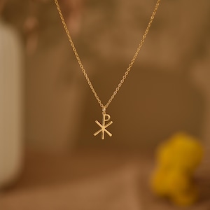 Chi Rho Cross Necklace, Cross Necklace, Greek Orthodox Jewelry, Religious Charm, Christian Jewelry, Baptism Gift, Birthday Gifts, GS0064