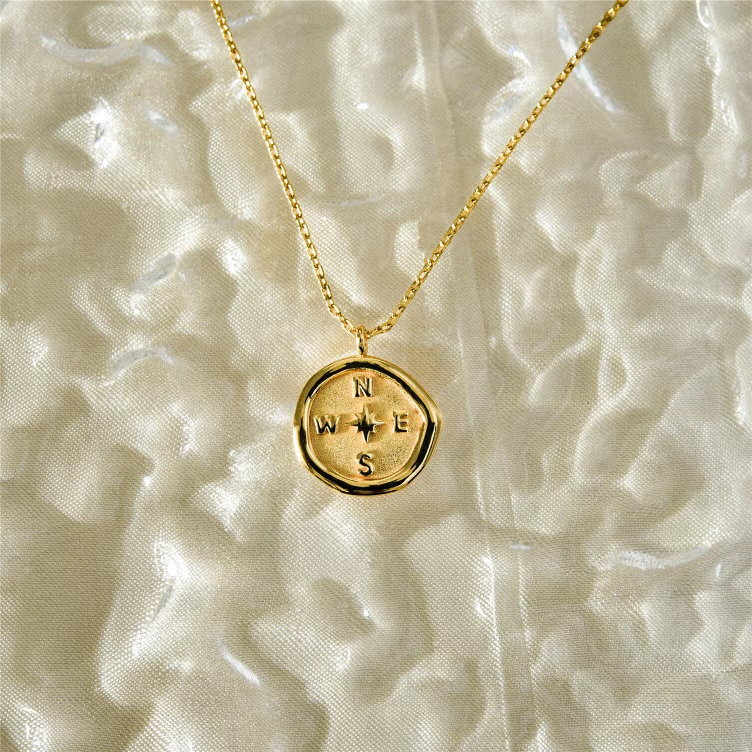 Compass Necklace|925 Sterling Silver Necklace|cable Chain