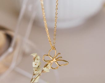 18K Gold Butterfly Necklace, Dainty Butterfly Pendant Necklace, Minimalist Butterfly Necklace, Mothers day Gifts, Bridesmaid Gift, GS0042