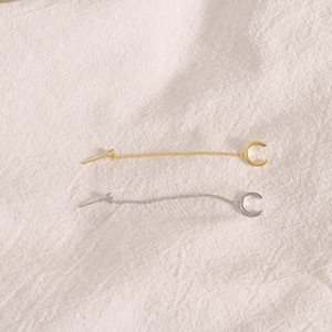 Trendy Gold Sterling Silber Minimalist Diamant Ohrstecker Ohrmanschette Kettenohrringe, Stilvolle Diamant Ohrstecker Ohrmanschette Kettenohrringe, K0019