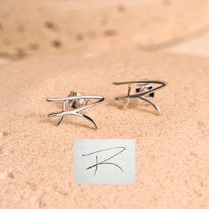 Pendientes de escritura a mano personalizados, pendientes de plata personalizados, pendientes escritos a mano, regalos de graduación, regalo conmemorativo, regalo de cumpleaños, SZ0003