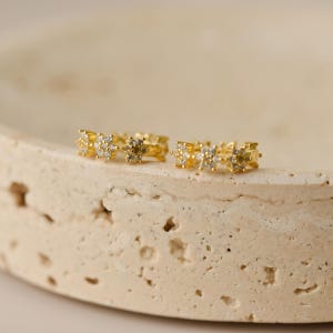Gold Star Burst Earrings, CZ Cluster Hoops, Huggie Hoop, Minimalist Earrings, Best Friend Gift, Wedding Gift, Mothers Day Gift, K0085