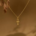 18K Gold Ankh Cross Necklace, Egyptian Jewelry, Key of Life Pendant, Spiritual Protection Necklace, Faith Symbol Gift for Her, GS0119