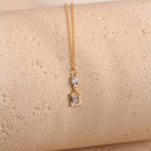 Diamond Necklace by Gemshy • Dainty White Cut Pendant Necklace • Minimalist Necklace • Bridesmaid Wedding Jewelry • K0058