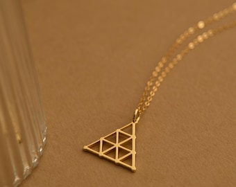 Tetractys Necklace, Minimal Geometric Amulet, Pythagorean Symbol Jewelry, Gift for Her/Him, Birthday • Graduation • Christmas, GS0232