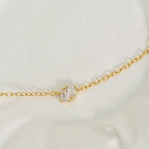 Gold Water Drop Necklace, Teardrop CZ Necklace, Minimalist Necklace, Anniversary Gifts, Gifts for Her, Wedding Gifts, K0042
