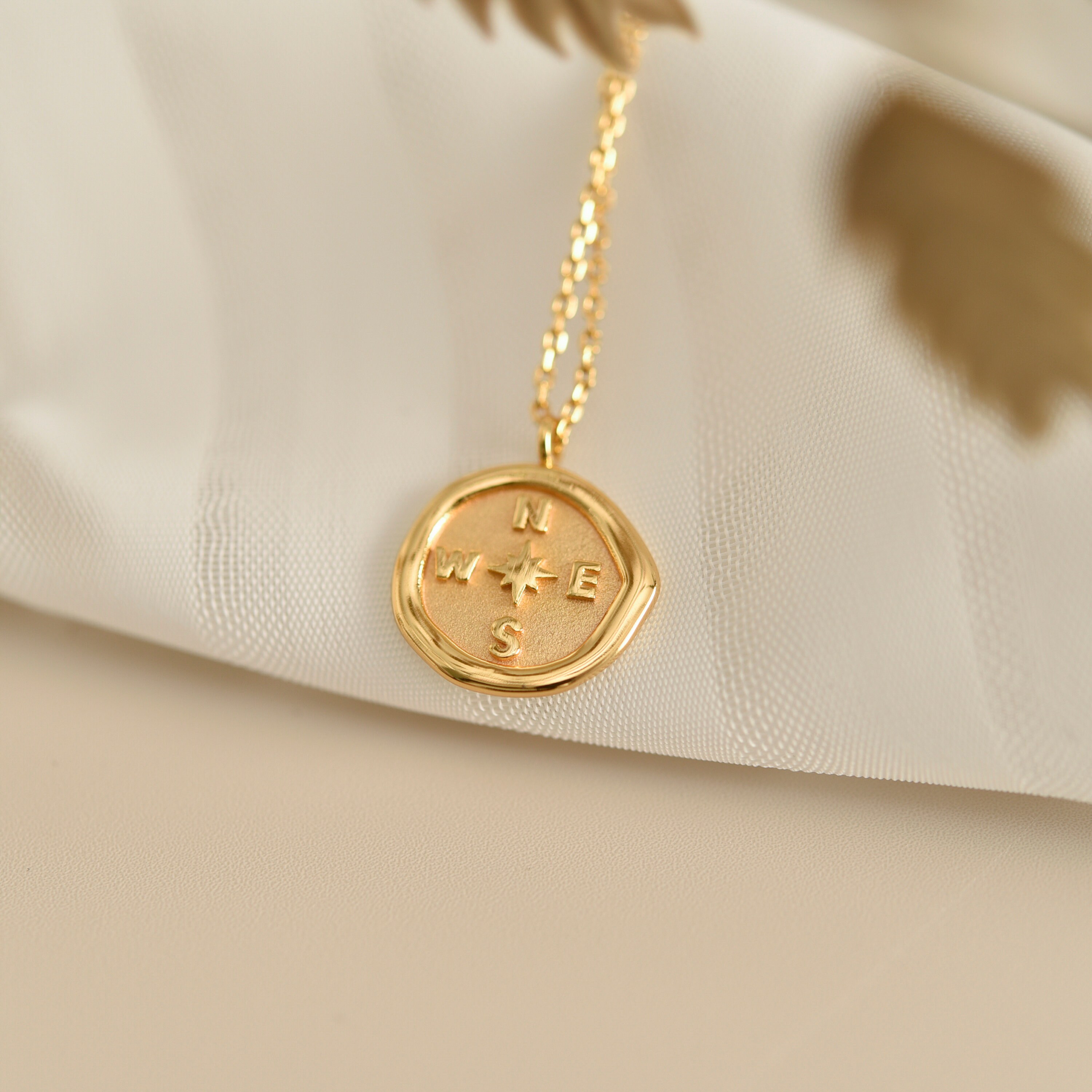 Compass Necklace|925 Sterling Silver Necklace|cable Chain