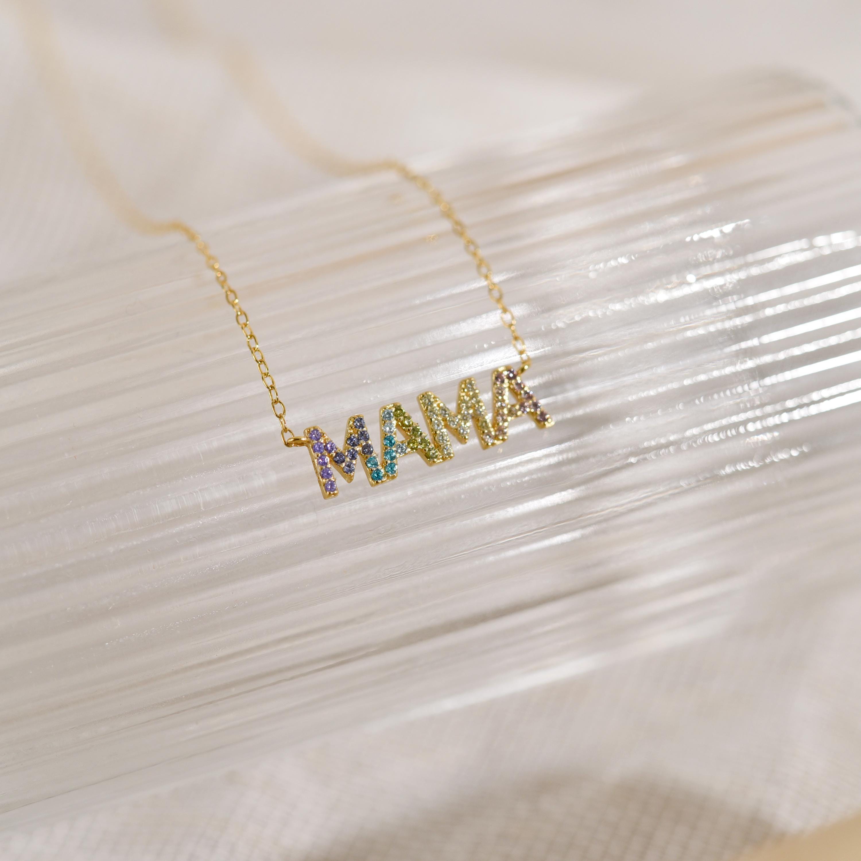 MAMA Necklace for Women, Dainty Mama Necklace, CZ Necklace