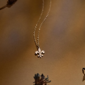 Collar de flor de lis, dije de flor de lis, colgante de flor de lis, collar delicado, regalo para ella, regalo para dama de honor, GS0053