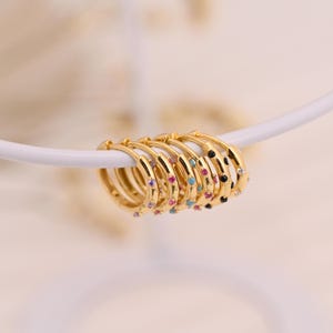 Pave Diamond Huggie Hoop Earrings, Birthstone Huggie Hoop Earrings, Minimalist Sterling Silver Hoop Earrings, Anniversary Gift, K0072