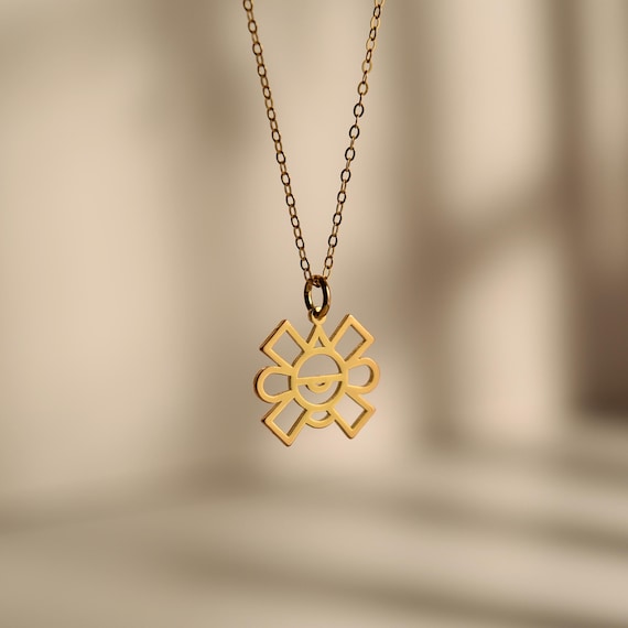 Ollin Aztec Symbol Necklace, Ancient Energy Pendant, Aztec Jewelry, Unique Gift for Her, Perfect for History Lovers, GS0149
