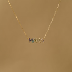Collar MAMA para mujer, delicado collar para mamá, collar con circonitas, collar con inicial, regalo de cumpleaños, regalo para esposa, regalo para mamá, K0094