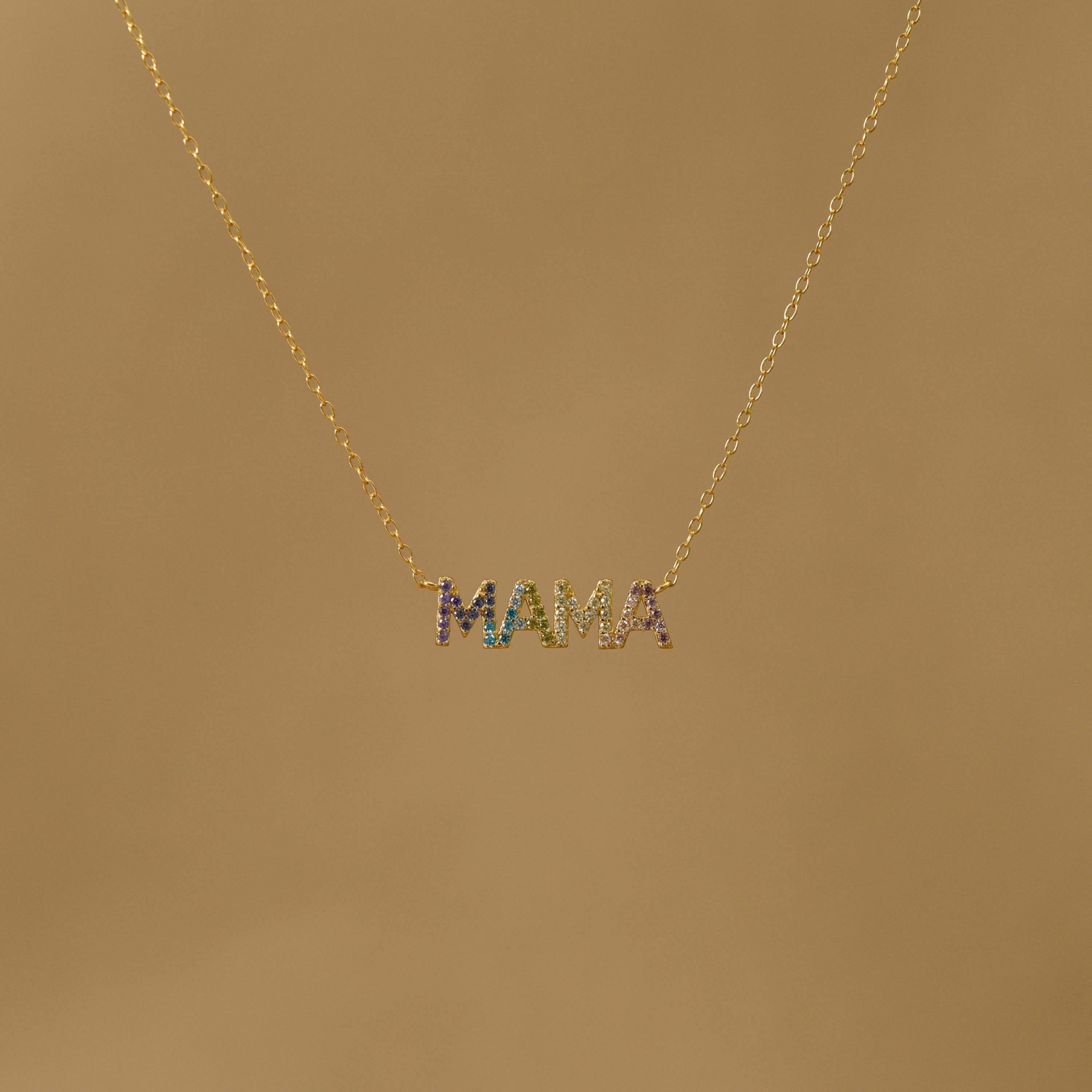 MAMA Necklace for Women, Dainty Mama Necklace, CZ Necklace