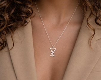 Sigil of Lucifer Necklace, Seal of Lucifer Pendant,  Sigil of Satan Necklace, Minimalist Jewelry, Gothic Jewelry, Friend Gift, GS0037