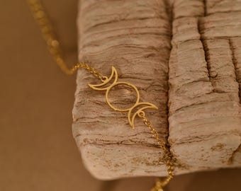 トリプル女神ブレスレット、ウィッカンのジュエリー、異教の月のシンボル、女性へのスピリチュアルギフト、結婚祝い、ハンドファスティング、魔女のブレスレット、GS0106