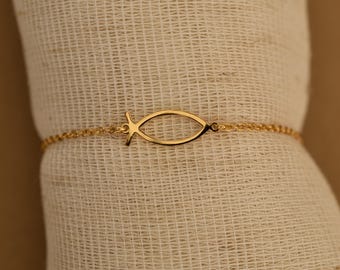 Christian Fish Bracelet, Ichthys Symbol Jewelry, Religious Faith Gift, Unisex Christian Bracelet, Best Friend, Baptism, Confirmation, GS0104