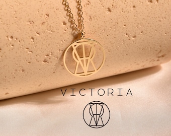 Personalized Name Logo Necklace, Custom Monogram Necklace, Dainty Logo Necklace, Gift for Mom, Anniversary Gift, Personalized Gift, GS0010