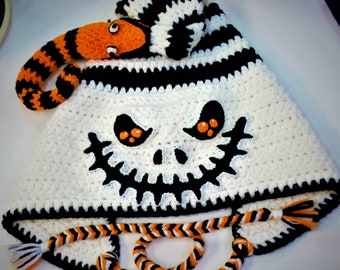 Capuz de esqueleto de crochê (BoneDaddy, Jack Skellington, caveira, etc.)