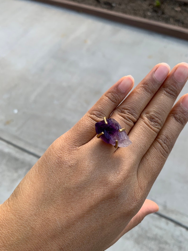 Amethyst Brass Claw Ring One of a Kind