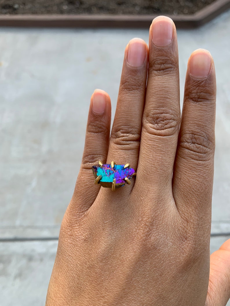 Amethyst Brass Claw Ring One of a Kind