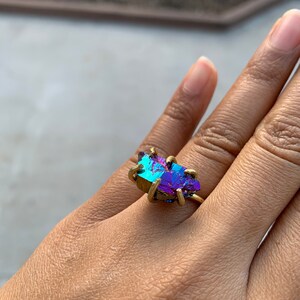 Amethyst Brass Claw Ring One of a Kind