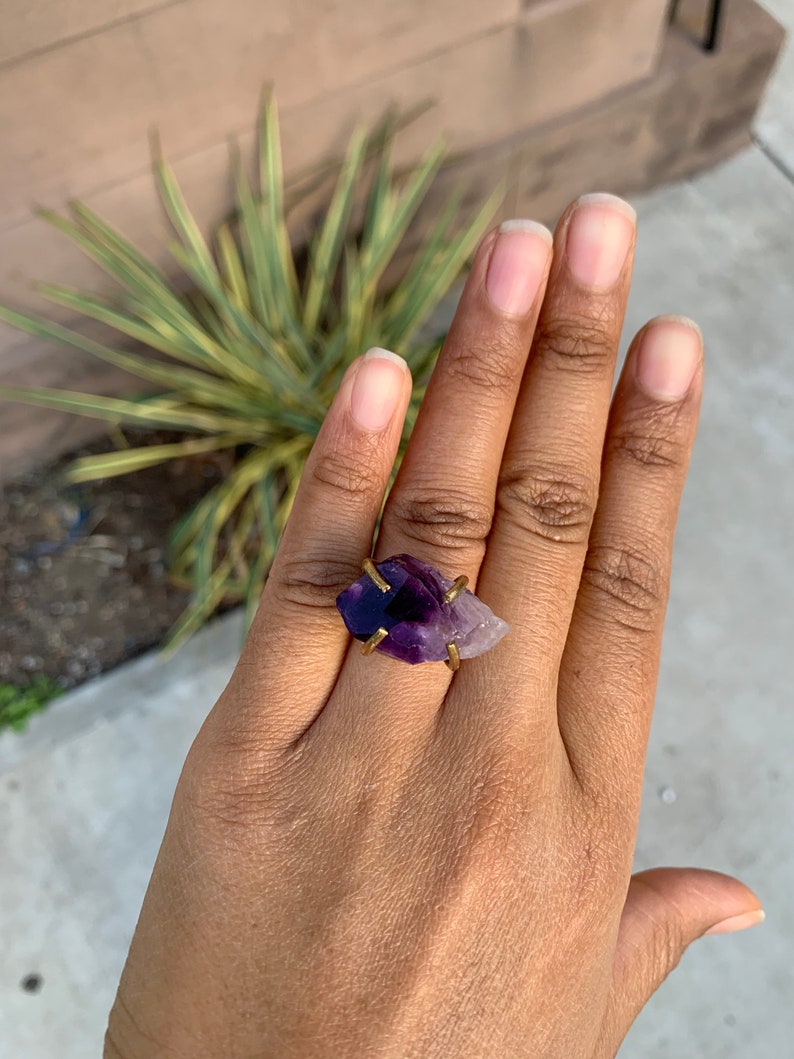 Amethyst Brass Claw Ring One of a Kind
