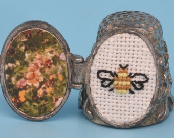 Honey Bee English Pewter Locket Thimble  by Elizabeth ~R~ Anderson