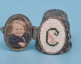 Alphabet English Pewter Locket Thimble  by Elizabeth ~R~ Anderson