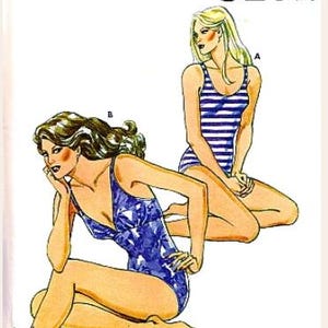 May include: A sewing pattern for two swimsuit styles. The pattern is called "Kwik-Sew" and the pattern number is 1219. The pattern is for sizes 14, 16, 18, and 20.