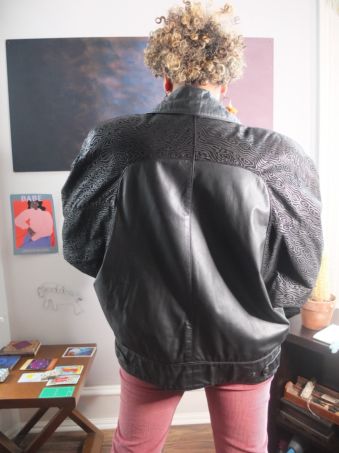 FUNKY Dolman Sleeve Leather Jacket Etsy