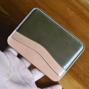 Shell Cordovan Kartenhalter. Vordertasche Wallet. Minimalistische Geldbörse.