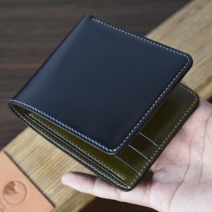Cartera plegable de cordobán con carcasa completa. Cartera de cuero para hombre.